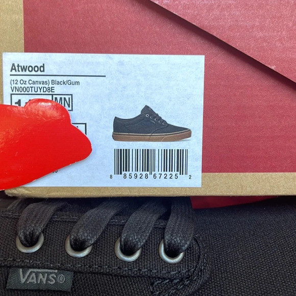 Vans Men’s Atwood
(12 Oz Canvas) Black/Gum
VN000TUYD8E Sneakers - Picture 16 of 16